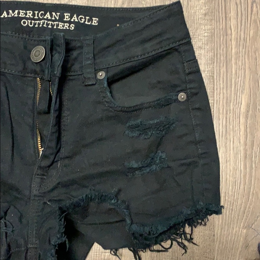 American eagle black distressed shorts